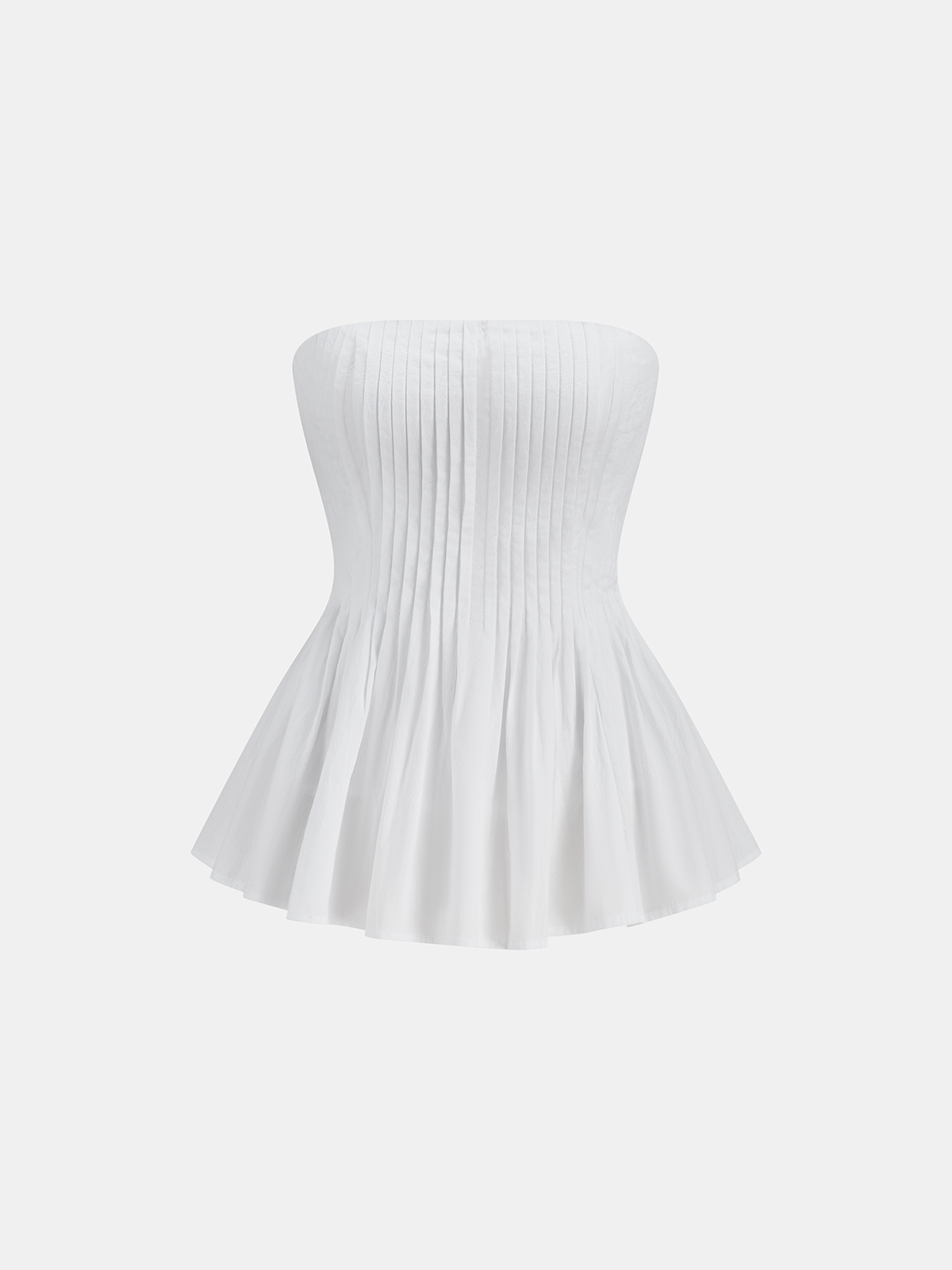Cotton Pleated Strapless Peplum Top for Women Summer Fashion