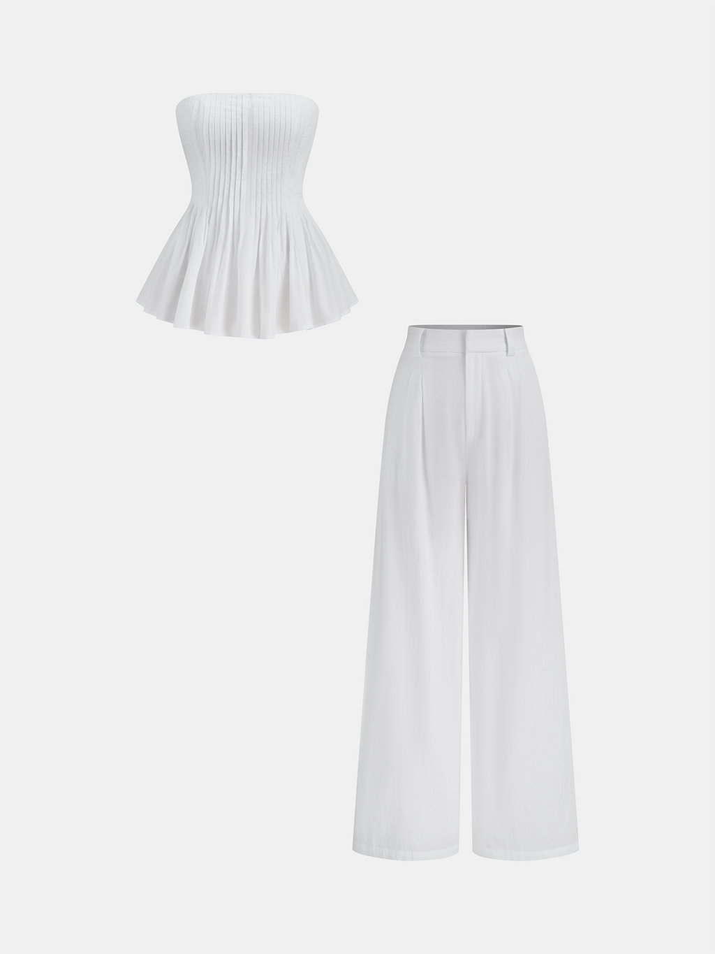 Cotton Pleated Strapless Peplum Top for Women Summer Fashion