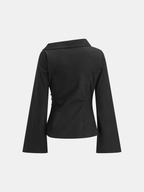 Flared Sleeve Asymmetric Wrap Shirt Elegant Women's Office Wear