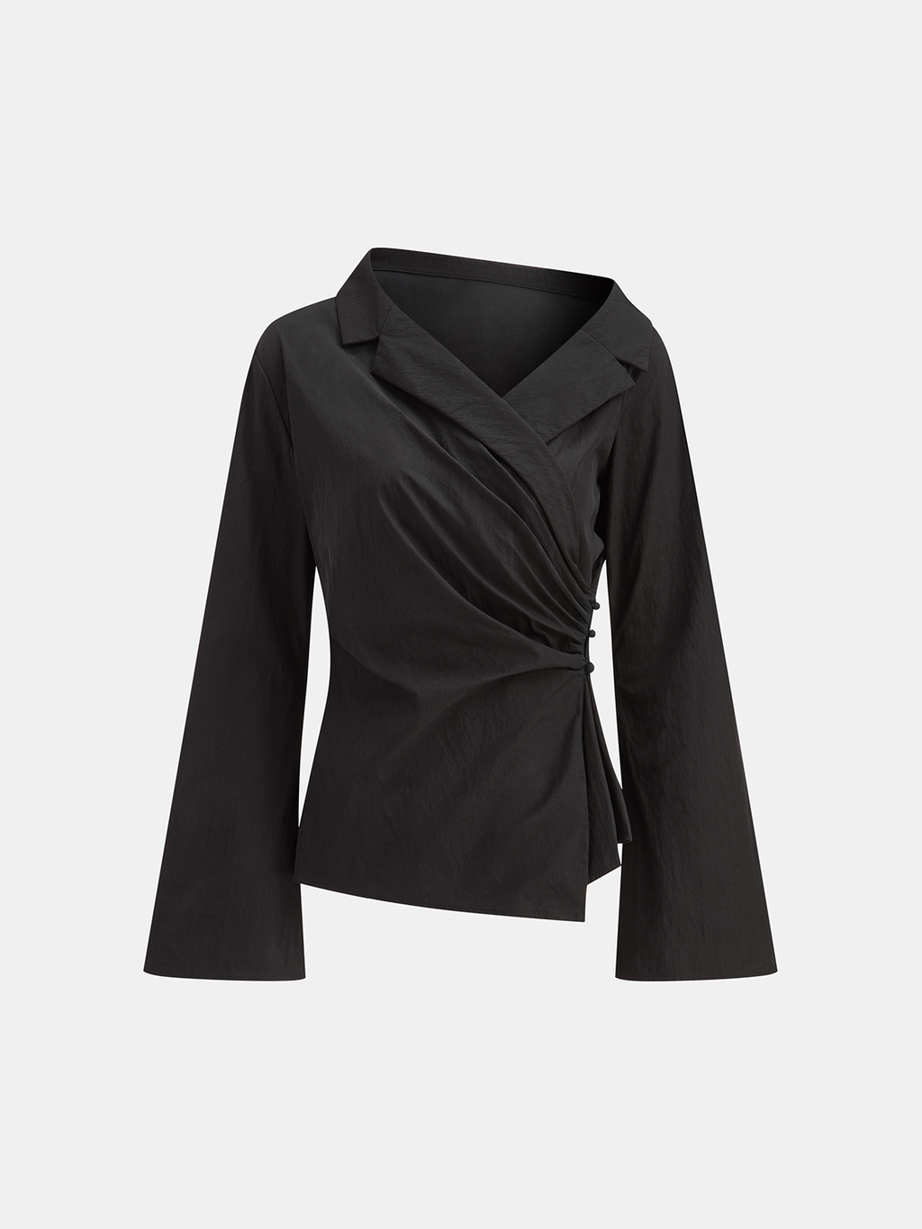 Flared Sleeve Asymmetric Wrap Shirt Elegant Women's Office Wear