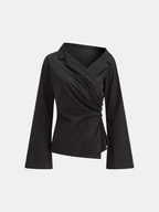 Flared Sleeve Asymmetric Wrap Shirt Elegant Women's Office Wear