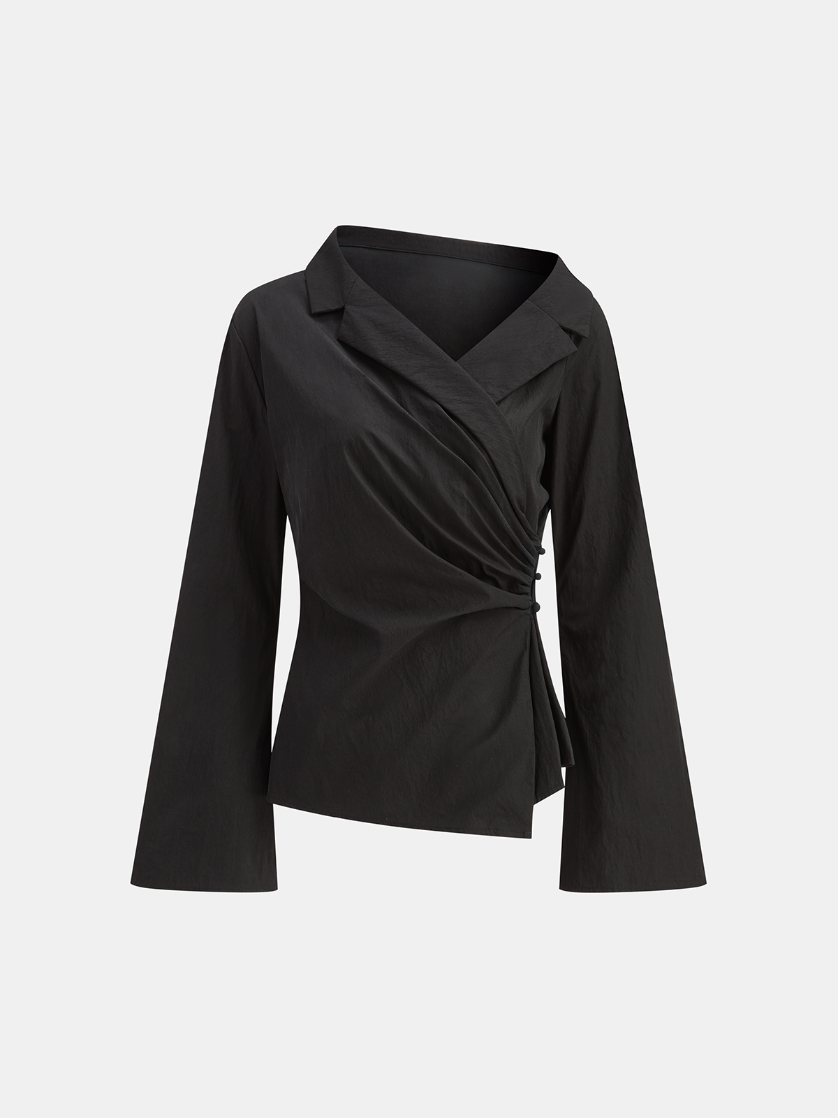 Flared Sleeve Asymmetric Wrap Shirt Elegant Women's Office Wear