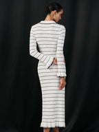 Sailor-stripe Stretch-knit Midi Dress for Women, Comfort Fit