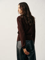 Metal Detail V-Neck Wool Blend Sweater Comfortable Casual Winter Apparel