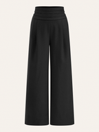 High-Waist Pleated-Waistband Wide-Leg Pants for Women Comfort Fit