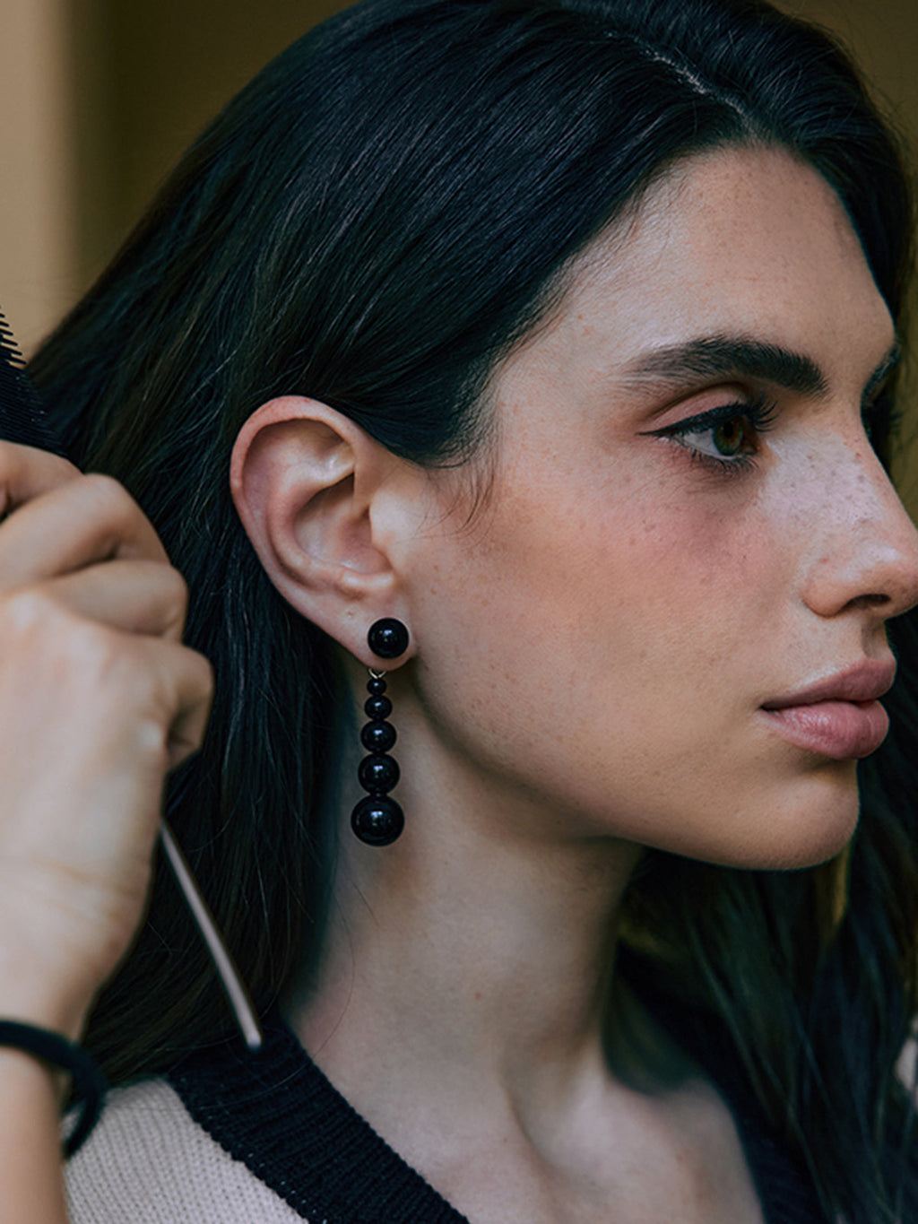 Agate Bead Drop Earrings, Handmade Unique Gemstone Jewelry