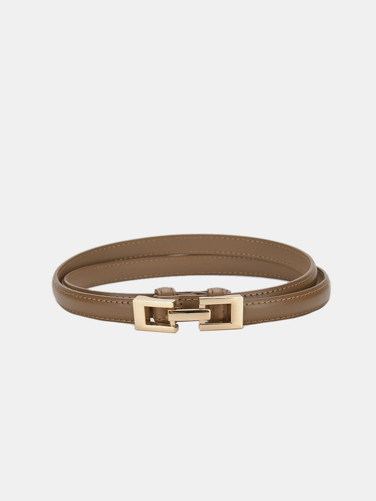 Square Buckle Slim Leather Belt for Men and Women Handcrafted
