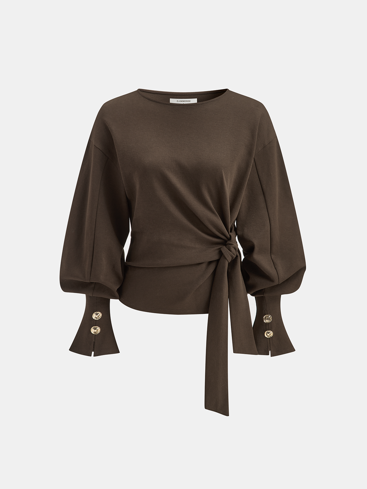 Twist Knot Balloon Sleeve Sweatshirt - Casual Women's Stylish Top Pullover