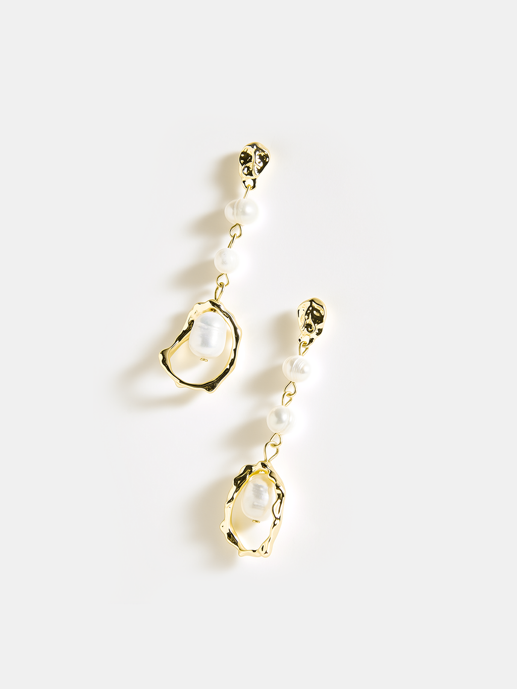 Pearl Golden Dangle Earrings Handcrafted Elegant Bridal Jewelry