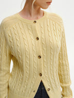 Cable-Knit Buttoned Cardigan with Pockets for Women