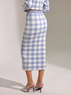 Vintage Plaid Wool Blend Sweater Skirt Cozy Winter Apparel