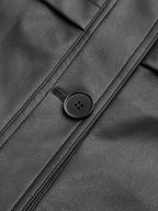 Stand Collar Belted PU Leather Quilted Jacket for Women Stylish Winter Coat