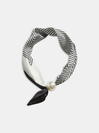 Pearl Magnetic Closure Striped Neck Scarf Lightweight Breathable Accessory