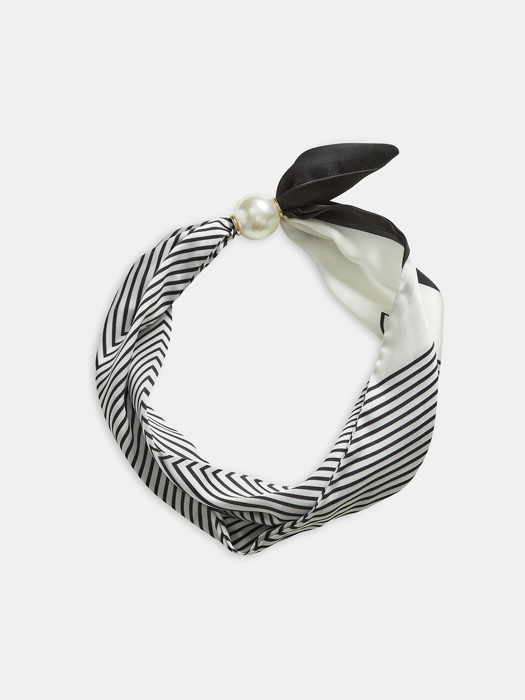 Pearl Magnetic Closure Striped Neck Scarf Lightweight Breathable Accessory