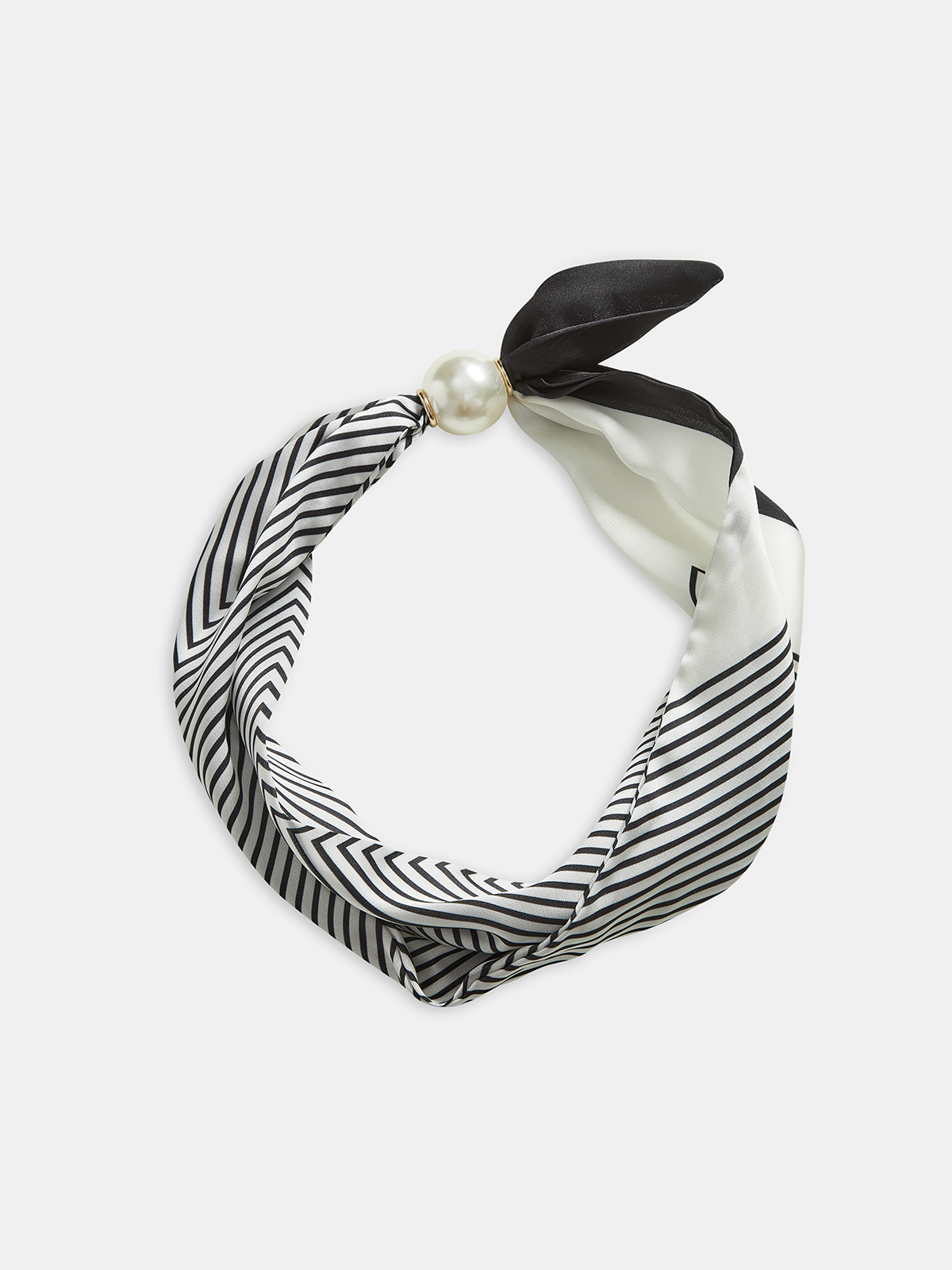 Pearl Magnetic Closure Striped Neck Scarf Lightweight Breathable Accessory