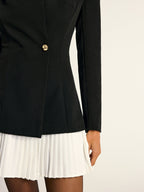 Contrast Pleated Hem Blazer Dress for Stylish Evening Wear