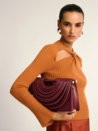 Curved Striped Handle PU Leather Bag for Men and Women