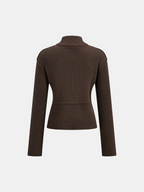 Stand Collar Asymmetric Button Cardigan Lightweight Layering Essential
