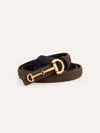 Horsebit Buckle Suede Effect Thin Belt Elegant Designer Accessory