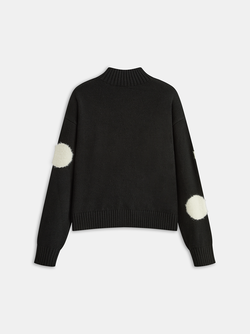 Large Polka Dot Mock Neck Sweater Comfortable Long Sleeve Winter Pullover