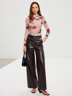 Floral Print Off-Shoulder Mesh T-Shirt Trendy Summer Casual Wear
