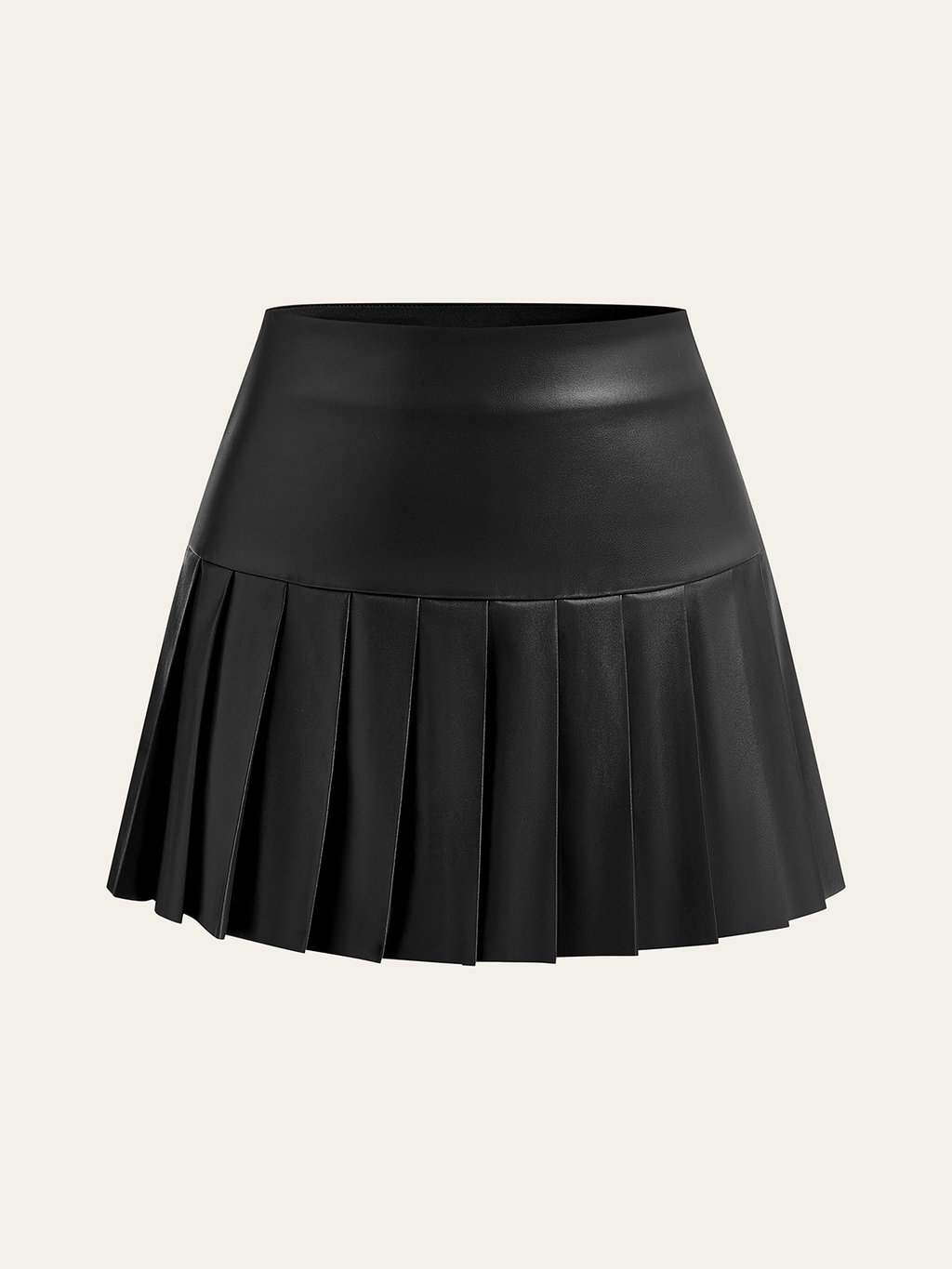 Faux Leather High-Waist Pleated Mini Skirt Trendy Chic Look for Women