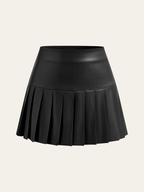 Faux Leather High-Waist Pleated Mini Skirt Trendy Chic Look for Women