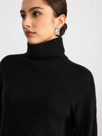Turtleneck Waffle-Knit Long Sleeve Sweater | Cozy Winter Essential Pullover
