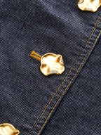 Sure! How about: "Stylish Metal Button Fitted Tailored Jacket for Women"?