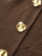 Corduroy V-neck Buttoned Vest for Women Casual Layering