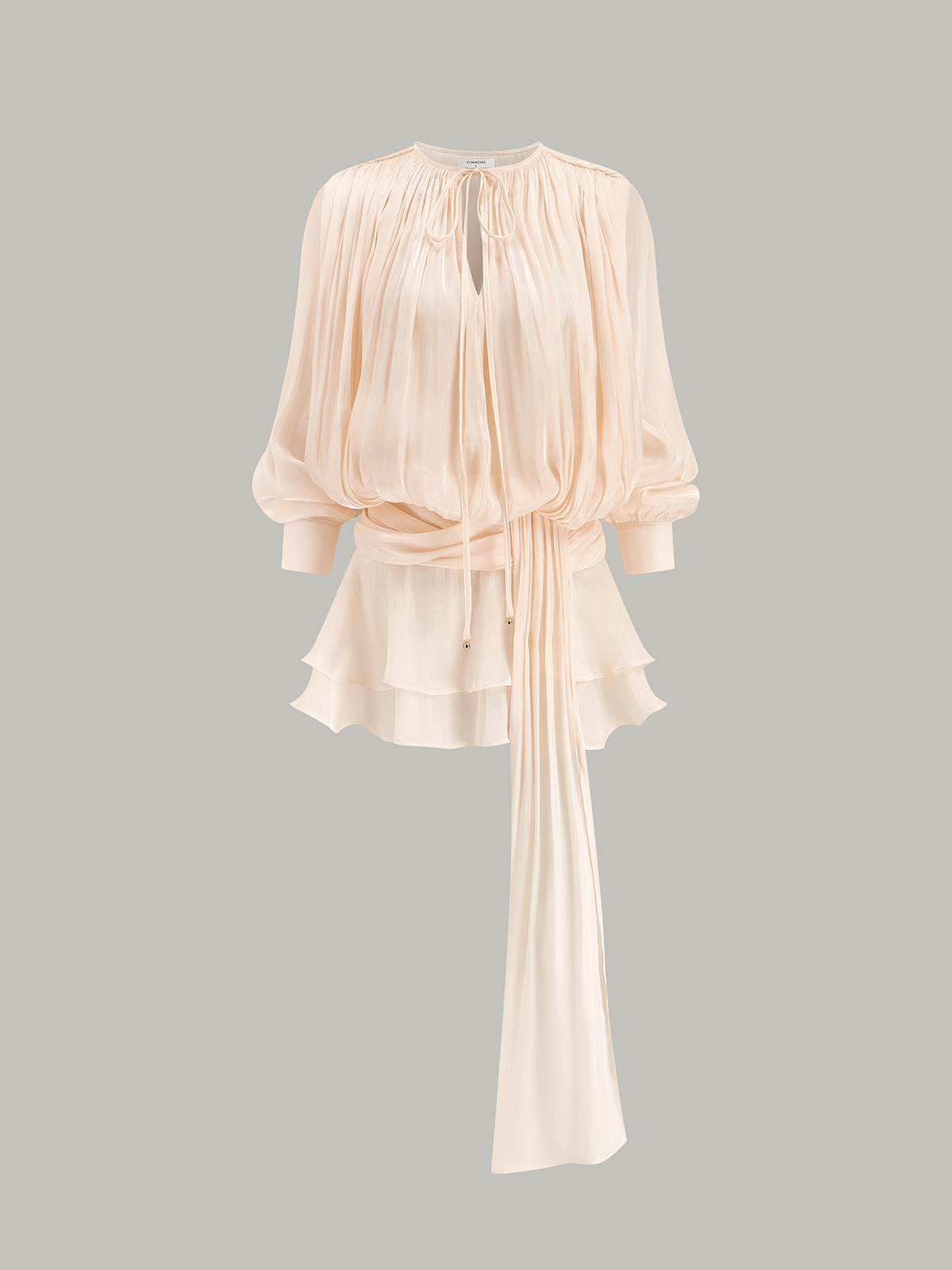 Semi-Sheer Tiered Draped Tie-Waist Mini Dress for Women, Casual Summer Style