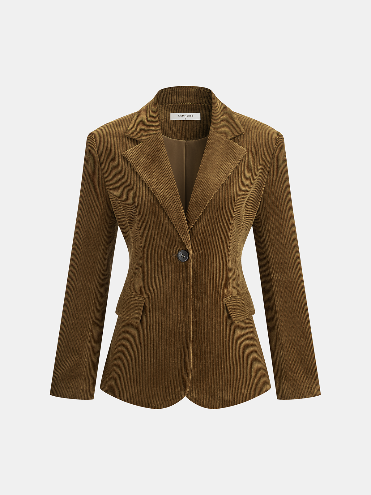 Corduroy Wide-Shoulder Fitted Blazer for Women Office Wear