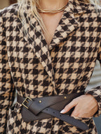 Houndstooth Belted Blazer with Classic Tailored Fit