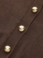 Metal Button Knit Cardigan Cozy Long Sleeve Sweater