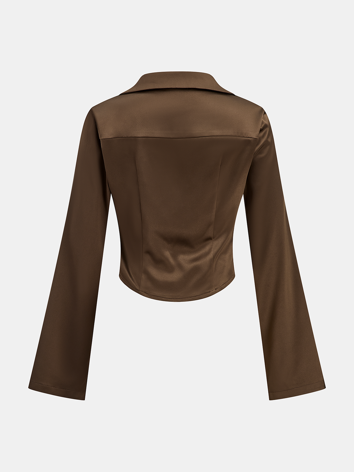 Satin Cowl Neck Long Sleeve Shirt Elegant Blouse for Women