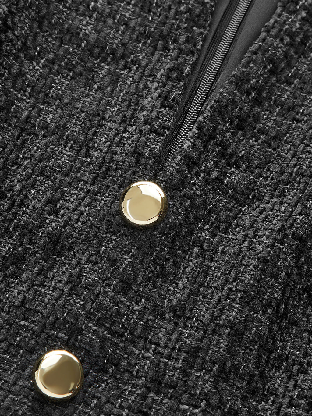 Metal Button Tweed Sleeveless Mini Dress for Spring-Summer Season