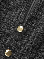 Metal Button Tweed Sleeveless Mini Dress for Spring-Summer Season