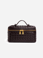 Woven PU Leather Box Bag Adjustable Crossbody Strap