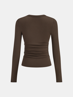 Belt-Decor Asymmetric Long Sleeve T-Shirt for Women, Casual and Stylish