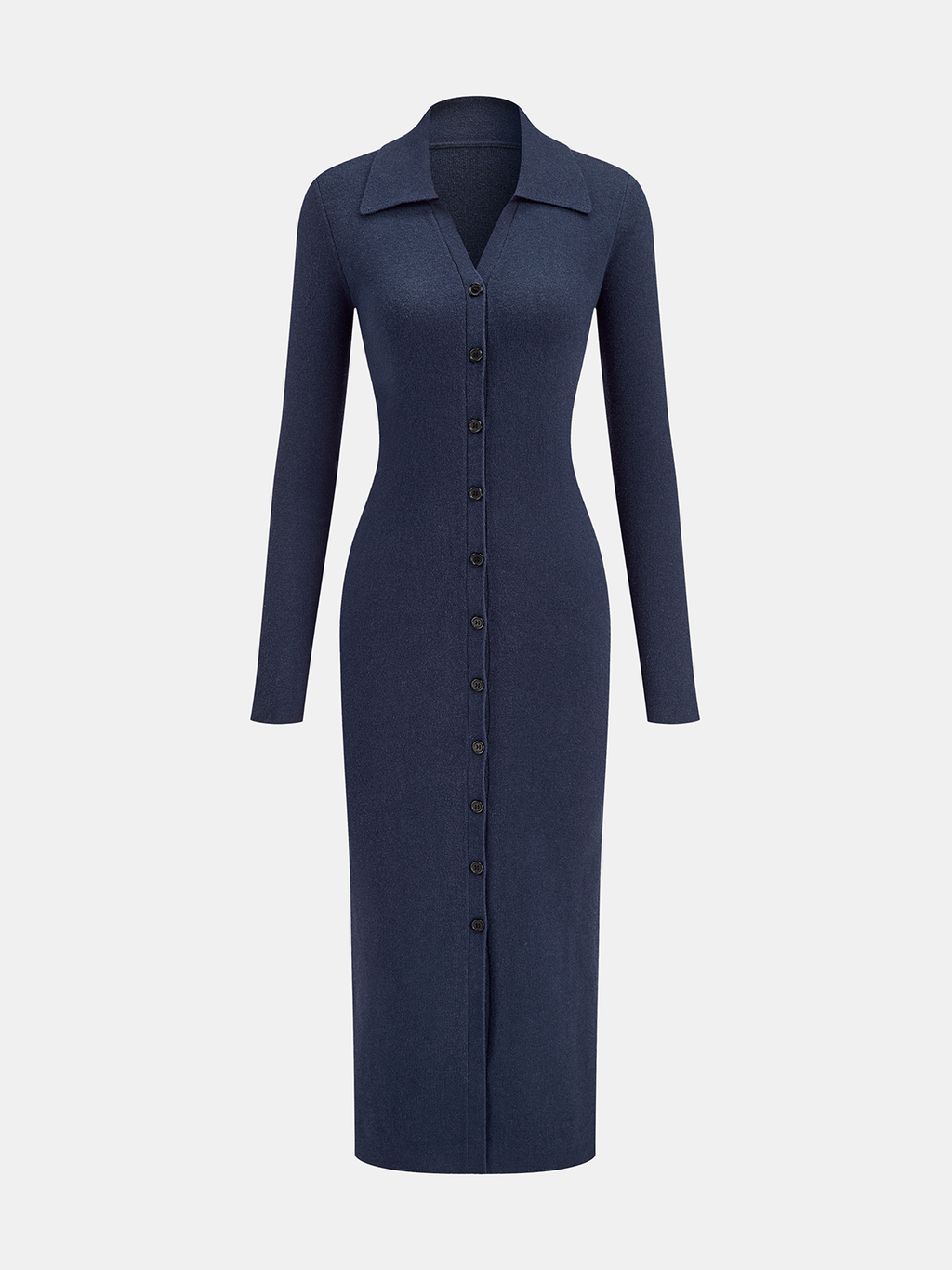 Collared Button Front Longline Knit Cardigan with Pockets and Cuffs