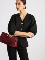 V-Neck Batwing Sleeve Blouse Women's Casual Flowy Top