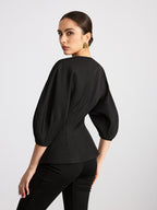 V-Neck Batwing Sleeve Blouse Women's Casual Flowy Top