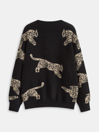Leopard Print Sweater Trendy Crew Neck Style