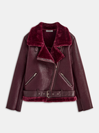 Zipper Belted Soft Fleece Jacket for Women, Full Sleeve Warm Outerwear