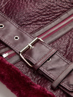 Zipper Belted Soft Fleece Jacket for Women, Full Sleeve Warm Outerwear
