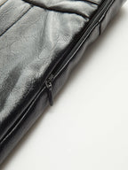 Contrast Pleated Faux Leather Mini Skirt High Waist Trendy Fashion