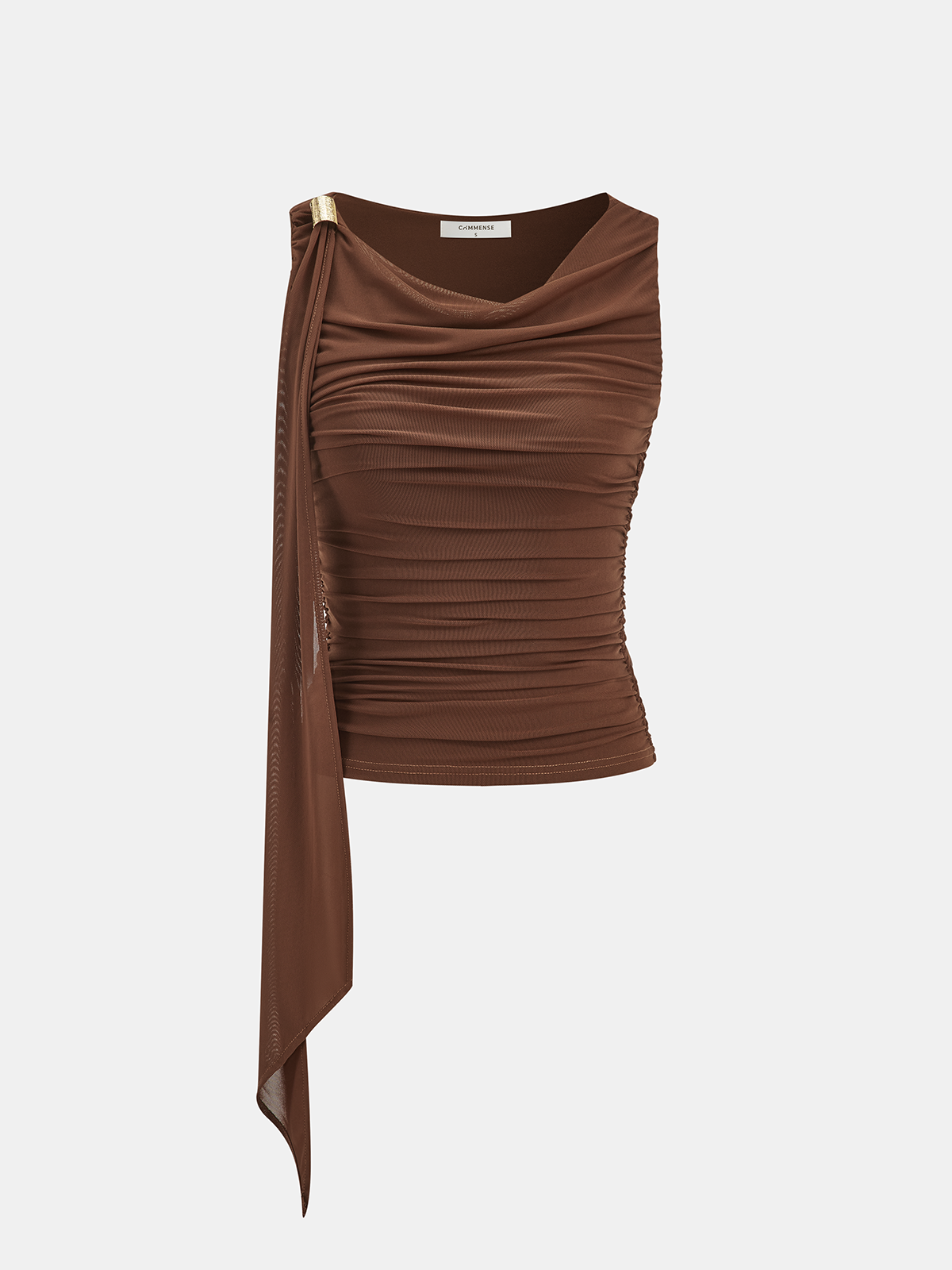 Ruched Off-shoulder Top with Metal Decor, Trendy Women's Fashion Blouse