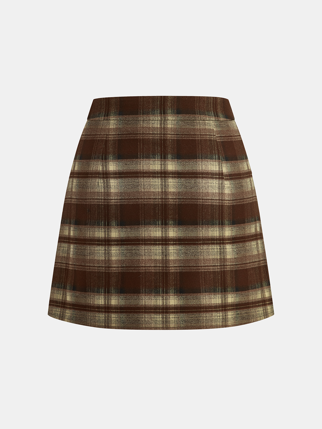 Plaid Asymmetric Pleated Mini Skirt with High Waist Design