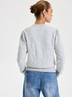 Buttoned Crew Neck Cardigan Lightweight Cotton Blend