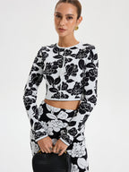 Floral Pattern Crop Cardigan for Women Casual Wear
